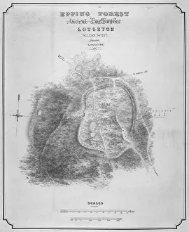 Wash Prints: Map of the ancient earthworks at Loughton Camp made around AD 52 in Epping Forest