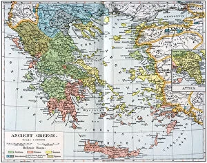 Hans F Collection: Map of Ancient Greece, 1902