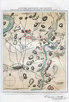 Battle Of Antietam Collection: Map of Antietam, Sharpsburg and Vicinity, Maryland, 1862 (1862-1867).Artist: Rae Smith