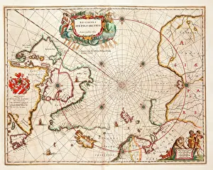 Mapmaking Prints: Map of the Arctic, 1662. Creator: Joan Blaeu