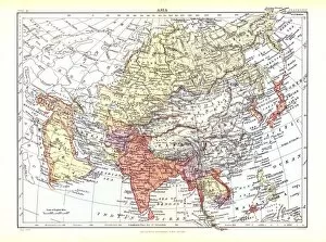 Maps Charts & Plans Collection: Map of Asia, c1902. Artist: W & AK Johnston