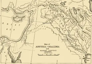 Aged Prints: Map of Assyria, Chaldea and Adjacent Countries, 1890. Creator: Unknown
