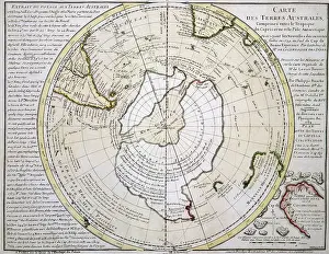 Antarctic Prints: Map of Australasia and Antarctica, 1739. Creator: Philippe Bauche