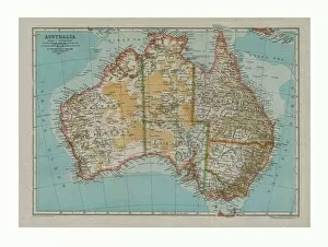 Maps Charts & Plans Collection: Map of Australia, c1910. Artist: Gull Engraving Company