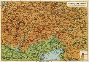 The Alps Collection: Map of the Austro-Italian frontier, First World War, (c1920). Creator: John Bartholomew & Son