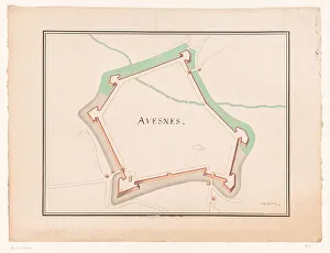 Map of Avesnes, c.1710. Creator: Anon