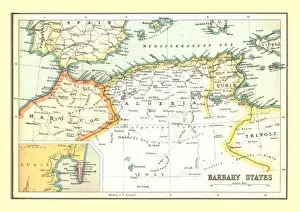 Tunisia Gallery: Map of the Barbary States, 1902. Creator: Unknown