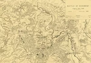 Map of the Battle of Beaumont, 30 August 1870, (c1872). Creator: R. Walker