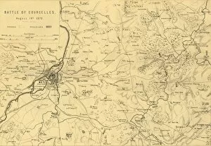 Lorraine Gallery: Map of the Battle of Courcelles, 14 August 1870, (c1872). Creator: R. Walker