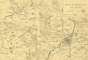 Mackenzie Prints: Map of the Battle of Gravelotte, 18 August 1870, (c1872). Creator: R. Walker