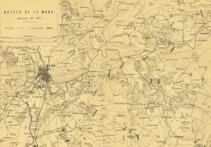 Mackenzie Prints: Map of the Battle of Le Mans, 11 January 1871, (c1872). Creator: R. Walker