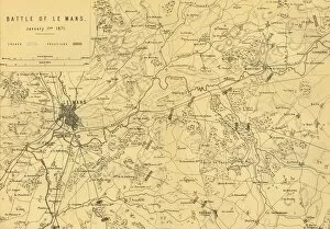 Map of the Battle of Le Mans, 11 January 1871, (c1872). Creator: R. Walker