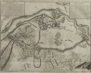 Schwedish Army Collection: Map of the Battle at Narva, 1700