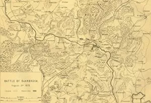 Adversary Collection: Map of the Battle of Saarbrücken, 2 August 1870, (c1872). Creator: R. Walker