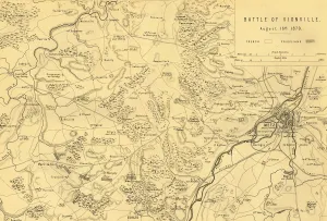 Mackenzie Prints: Map of the Battle of Vionville, 16 August 1870, (c1872). Creator: R. Walker