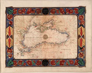 1500 1564 Prints: Map of the Black Sea including part of present-day Romania, Bulgaria, Turkey, Ukraine