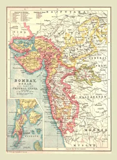 Map of Bombay, Berar, and part of Central India, 1902. Creator: Unknown Map of Bombay, Berar, and part of Central India, 1902. Creator: Unknown