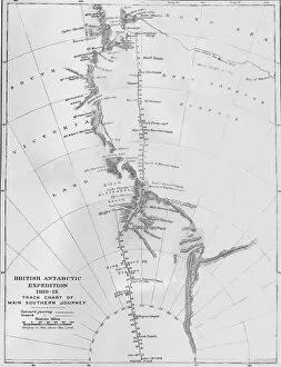 Captain Robert Collection: Map - British Antarctic Expedition 1910-13. Track Chart of Main Southern Journey, 1913