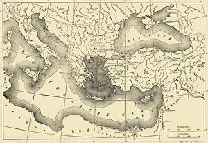Byzantium Collection: Map of the Byzantine Empire in the Ninth Century, 1890. Creator: Unknown