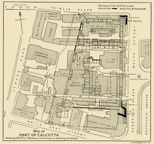 British Government In India Gallery: Map of Part of Calcutta showing Old Fort William in relation to existing buildings, 1925