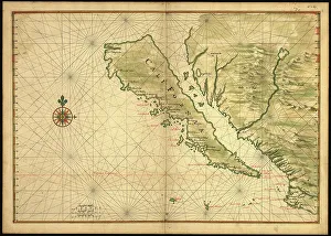 Cartographic Prints: Map of California shown as an island, c 1650. Creator: Johannes Vingboons