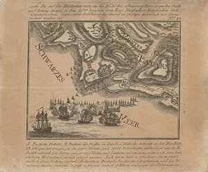 Russo Turkish War Collection: Map of the capture of the sea fortress Anapa by Russian troops on the Black Sea in June