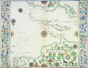 Map of the Caribbean, 1542. Creator: John Rotz