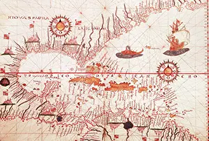 Mapmaking Prints: Map of the Caribbean, c1578. Creator: Joan Martines