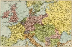 Switzerland Collection: Map of Central Europe, c1914. Creator: John Bartholomew & Son