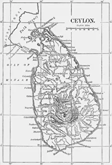 Ceylon Sri Lanka Prints: Map of Ceylon, c1891. Creator: James Grant