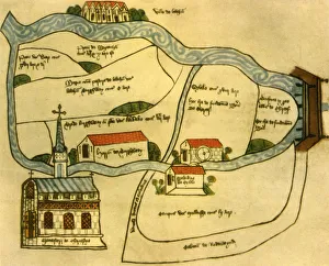 Mill Prints: Map of Chertsey Abbey, 1432, (1944). Creator: Unknown