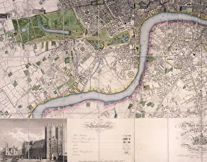 Josiah Prints: Map of City of London, Westminster and Southwark, 1827. Artist: James Neele