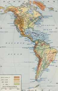 H Clive Prints: Map - The Continent of America, 1916