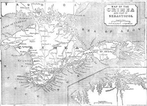 Map of the Crimea and plan of Sebastopol, 1854. Creator: John Dower