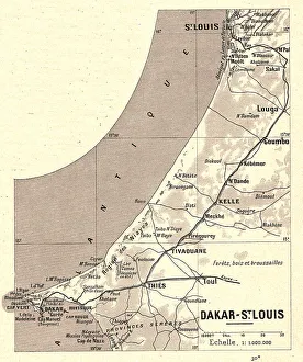 Senegalese Prints: Map, Dakar - St Louis; L'Ouest Africain, 1914. Creator: Unknown