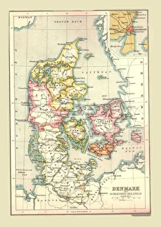 Counties Prints: Map of Denmark, 1902. Creator: Unknown