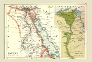 Nile Delta Prints: Map of Egypt, 1902. Creator: Unknown