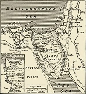 Inset Collection: Map of Egypt and the Sinai Peninsula, 1917. Creator: Unknown