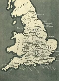 Wales Collection: Map of England, with principal towns and cities, 1943. Creator: F Nichols