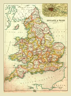 Irish Sea Prints: Map of England and Wales, 1902. Creator: Unknown