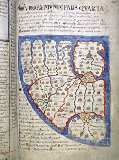 Map of Europe, a page from Liber Floridus, 12th century