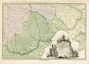 Russo Turkish War Collection: Map of Europe with the shift of borders in the course of the Russo-Turkish War (1787-1792), c
