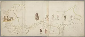 Vitus Bering Gallery: The Map of the First Kamchatka Expedition, 1725-1730. Artist: Bering, Vitus Jonassen (1681-1741)