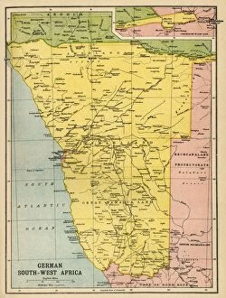 Gresham Publishing Co Ltd Collection: Map of German South West Africa, First World War, (c1920). Creator: John Bartholomew & Son