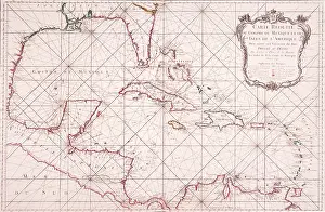 Mapmaking Prints: Map of the Gulf of Mexico, 1772. Creator: Jacques-Nicolas Bellin