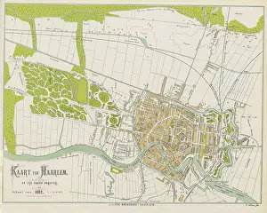 Trams Prints: Map of Haarlem and its surroundings, 1882. Creator: F. Allan
