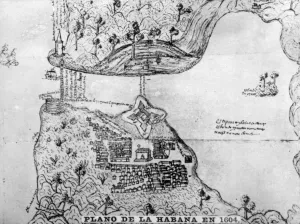 Shipping Route Prints: Map of Havana, (1608), 1920s