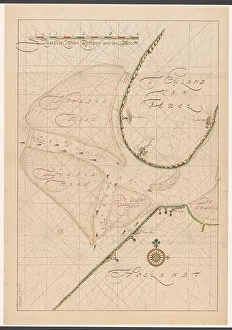 Sandbank Prints: Map of a part of the head of North Holland, c.1620-c.1699. Creator: Anon