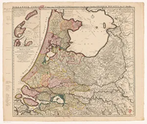 Islands Prints: Map of Holland, Utrecht and part of Gelderland, 1726-1727. Creator: Caspar Specht