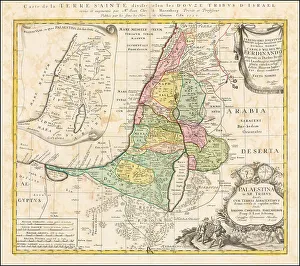 Homann Prints: Map of the Holy Land Divided into the Twelve Tribes of Israel
